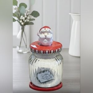 NEW Ashland Christmas Glass Canister with Ceramic Santa Lid